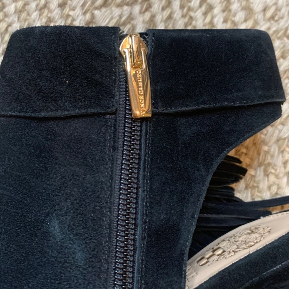 Vince Camuto Black Suede Peep Toe Booties - Picture 12 of 12